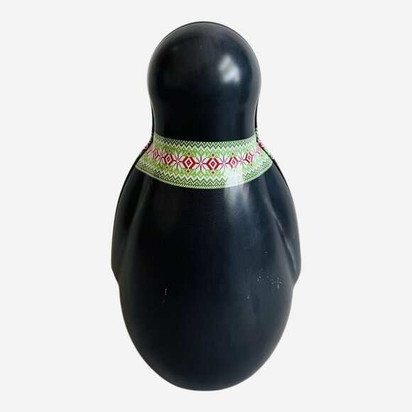 Vintage Penguin Tin Candy Box Ornament Scarf 11" Container Italy Christmas Decor - Picture 3 of 4